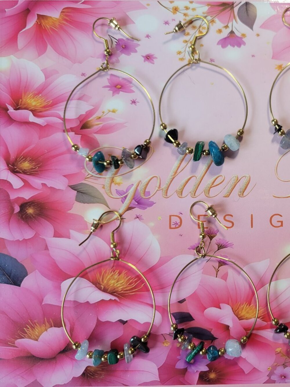 14K Gold Plated Quartz Drop Hoop Earrings (June Birthday)